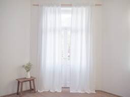 White Linen Curtain Panel, Medium Weight With Heading Tape - thumbnail 1