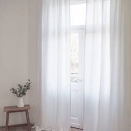 White Linen Curtain Panel, Medium Weight With Heading Tape - thumbnail 2