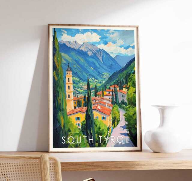 South Tyrol Italy Poster Alpine Village Art Print - image 1