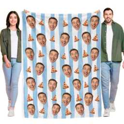 Personalized Father's Day Blanket, Custom Face Stripes Photo Gifts For Dad - thumbnail 2