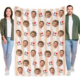 Personalized Father's Day Blanket, Custom Face Stripes Photo Gifts For Dad - thumbnail 3