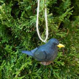 Blackbird Wooden Figurine - Hand-Carved Starling Bird Rustic Decor - thumbnail 4