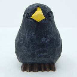 Blackbird Wooden Figurine - Hand-Carved Starling Bird Rustic Decor - thumbnail 3