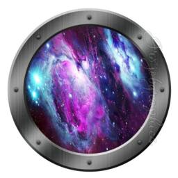 Solar System Kids Room Wall Decal - Reusable Fabric Material Spaceship Window Mural Galaxy Frame Porthole Sticker Vwaq-Ps13 - thumbnail 2