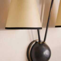 1950's Mid-Century Modern Italian Stilnovo Sputnik Wall Sconce Double Fabric Shade Light Curve Handmade Kitchen Bedside, Bedroom Living Room - thumbnail 4