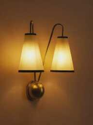 1950's Mid-Century Modern Italian Stilnovo Sputnik Wall Sconce Double Fabric Shade Light Curve Handmade Kitchen Bedside, Bedroom Living Room - thumbnail 2