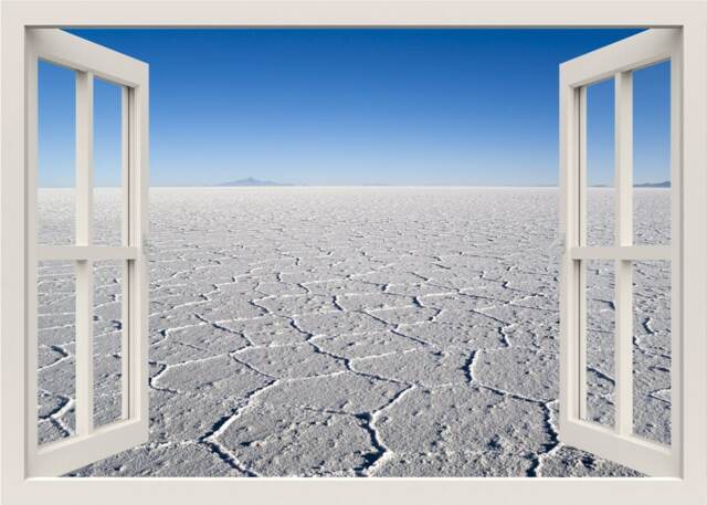 Desert Wall Decal, 3D Window Frame View Mural, Nature Bedroom Living Room Home Decor