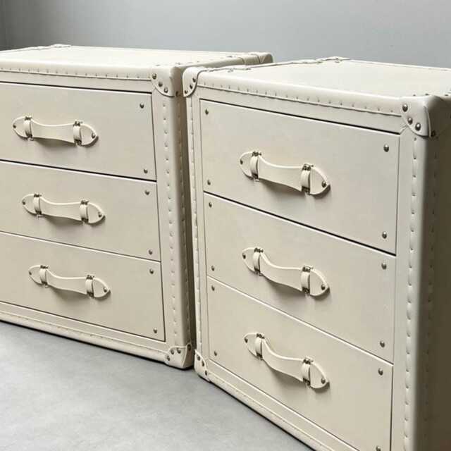 Hollywood Style 1920S Bedside Drawers, English Cream Large Matching Pair, Tailored Handmade - image 1
