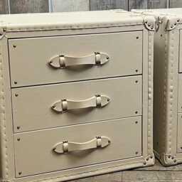 Hollywood Style 1920S Bedside Drawers, English Cream Large Matching Pair, Tailored Handmade - thumbnail 4