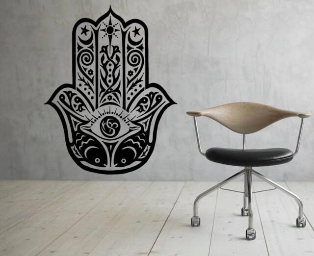 Hamsa Hand Wall Vinyl Decal Sticker Meditates Patterns India Symbol Art - 29Bo23Ha - image 1