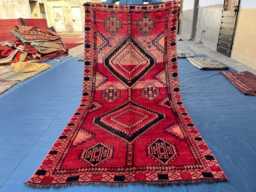 4.4x9.2 Ft, Hallway Runner Rug, Natural Dyes Vibrant Hand Knotted Rare Diamond Design Luxury Rug