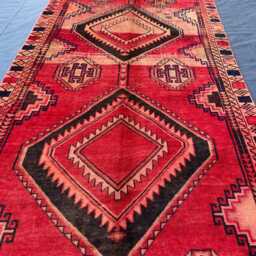 4.4x9.2 Ft, Hallway Runner Rug, Natural Dyes Vibrant Hand Knotted Rare Diamond Design Luxury Rug - thumbnail 3