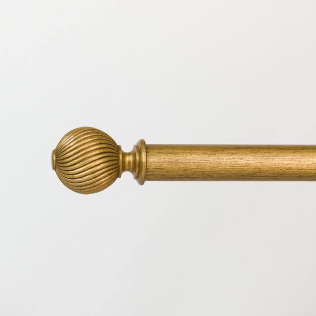 Wood Curtain Pole With Brackets, Rings & Swirl Finials in Resin - image 1