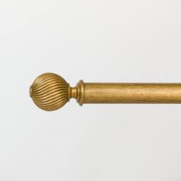 Wood Curtain Pole With Brackets, Rings & Swirl Finials in Resin - thumbnail 1