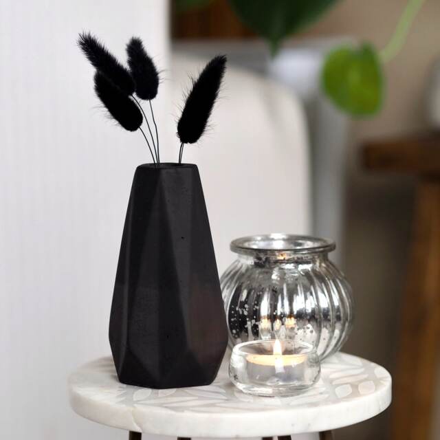 Concrete Geo Vase Tall Diamond-Shaped Handmade Homeware - image 1
