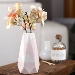 Concrete Geo Vase Tall Diamond-Shaped Handmade Homeware - thumbnail 3