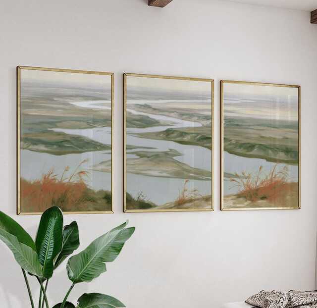 River Delta Trio, Coastal Wetland Wall Art Set - image 1