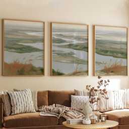 River Delta Trio, Coastal Wetland Wall Art Set - thumbnail 4
