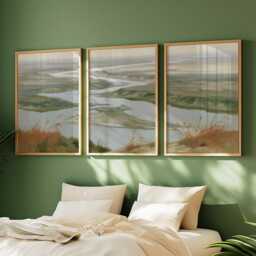 River Delta Trio, Coastal Wetland Wall Art Set - thumbnail 2