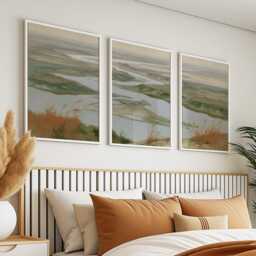 River Delta Trio, Coastal Wetland Wall Art Set - thumbnail 3