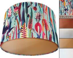 Mint Green Velvet Lampshade Tropical Botanical Floral Light Shade