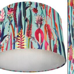 Mint Green Velvet Lampshade Tropical Botanical Floral Light Shade - thumbnail 3
