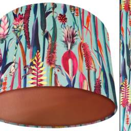Mint Green Velvet Lampshade Tropical Botanical Floral Light Shade - thumbnail 2