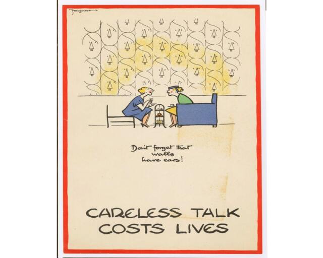 World War Propaganda Careless Talk Can Cost Lives Vintage Advertising Enamel Metal Tin Sign Wall Plaque