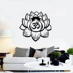 Wall Vinyl Decal Bedroom Decor Yoga Symbol Om Lotus Flower Modern Home Studio Ornament - #1015Da - thumbnail 2