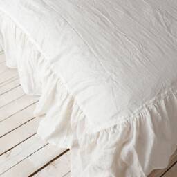 Washed Linen Gathered Bed Skirt/Dust Ruffle Coverlet Cream White - thumbnail 3
