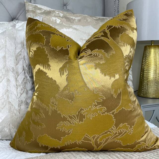 Contemporary Design Cushion Cover, Pillow Cover - Gold Jacquard John Lewis & Partners Fabric Fougere, Made in Uk, Double Sided - image 1