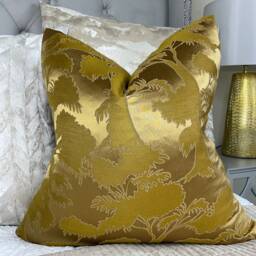 Contemporary Design Cushion Cover, Pillow Cover - Gold Jacquard John Lewis & Partners Fabric Fougere, Made in Uk, Double Sided