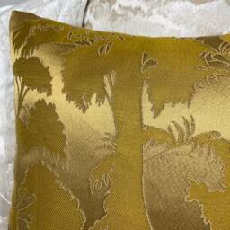 Contemporary Design Cushion Cover, Pillow Cover - Gold Jacquard John Lewis & Partners Fabric Fougere, Made in Uk, Double Sided - thumbnail 4