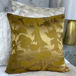 Contemporary Design Cushion Cover, Pillow Cover - Gold Jacquard John Lewis & Partners Fabric Fougere, Made in Uk, Double Sided - thumbnail 3
