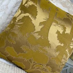 Contemporary Design Cushion Cover, Pillow Cover - Gold Jacquard John Lewis & Partners Fabric Fougere, Made in Uk, Double Sided - thumbnail 2
