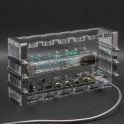 Iv-18 Vfd Clock - Vacuum Fluorescent Tube, Steampunk Desk Clock, Fully Assembled - Retro Gift For Him - thumbnail 3