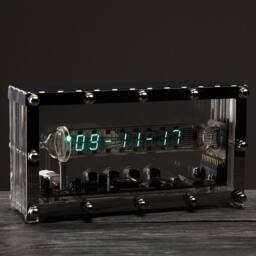 Iv-18 Vfd Clock - Vacuum Fluorescent Tube, Steampunk Desk Clock, Fully Assembled - Retro Gift For Him - thumbnail 4