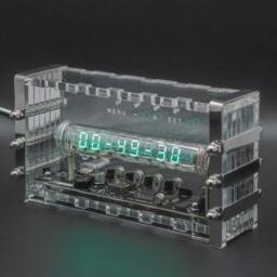 Iv-18 Vfd Clock - Vacuum Fluorescent Tube, Steampunk Desk Clock, Fully Assembled - Retro Gift For Him - thumbnail 2