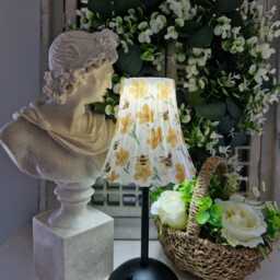 Cordless Touch Lamp. Beautiful Decoupaged Gisela Graham Inspired Buttercup & Bee Usb Rechargeable - thumbnail 3