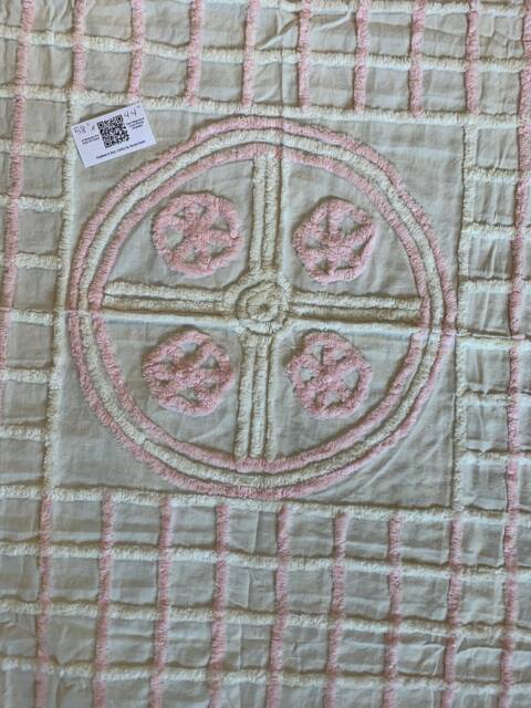 Chenille Baby Blanket. Pink & White Vintage Crib Quilt. C1960S 58 X 44 Inch - image 1