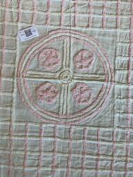Chenille Baby Blanket. Pink & White Vintage Crib Quilt. C1960S 58 X 44 Inch - thumbnail 1