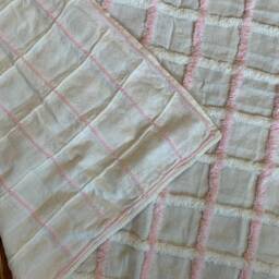 Chenille Baby Blanket. Pink & White Vintage Crib Quilt. C1960S 58 X 44 Inch - thumbnail 4