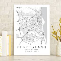 Sunderland Map Print Minimalist UK City Wall Art - thumbnail 3