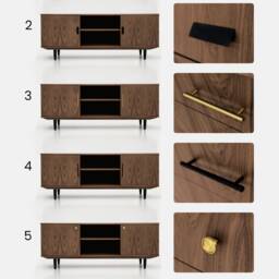 Mid-Century Sideboard, Dresser, Commode, Credenza Made Of Walnut Vaneer - Livlo O-S15 - thumbnail 3