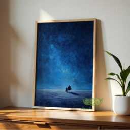 starry Night Piano Print, Blue Sky Painting, Dreamy Music Wall Art, Surreal Modern Vintage Poster, Celestial Ocean Decor - thumbnail 3
