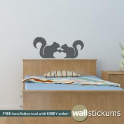 Kids Nursery Wall Decal Squirrels Sharing An Acorn Removable Vinyl Art Sticker - thumbnail 2