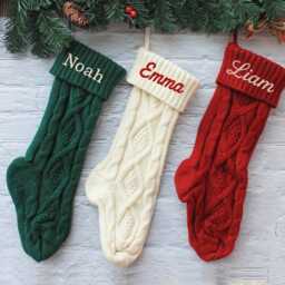 2025 Embroidered Christmas Stocking, Knitted Family Personalized Xmas Stocking With Name, Holiday Stockings, Christmas Gifts - thumbnail 2