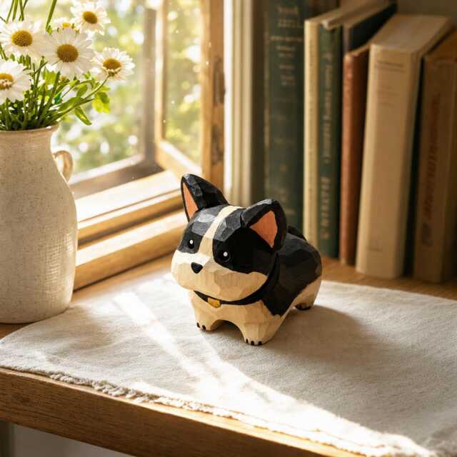 Personalised Wooden Corgi Figure - Engraved Name New Baby Gift Christening Nursery Decor - image 1