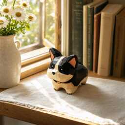 Personalised Wooden Corgi Figure - Engraved Name New Baby Gift Christening Nursery Decor