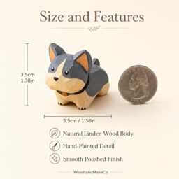 Personalised Wooden Corgi Figure - Engraved Name New Baby Gift Christening Nursery Decor - thumbnail 4